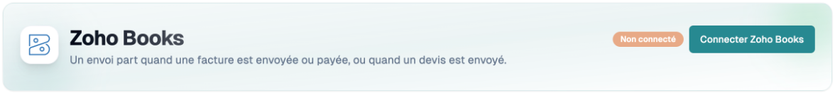 Page Zoho Books avec le bouton Connecter Zoho Books