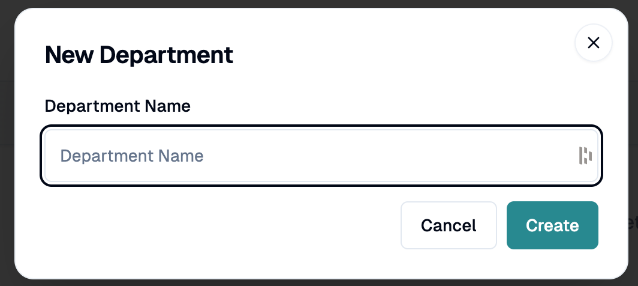 New Department dialog