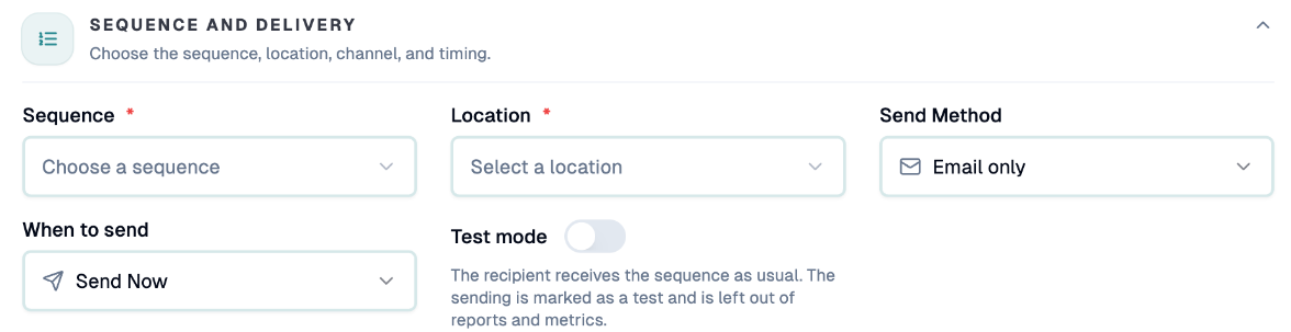 Sequence and delivery section