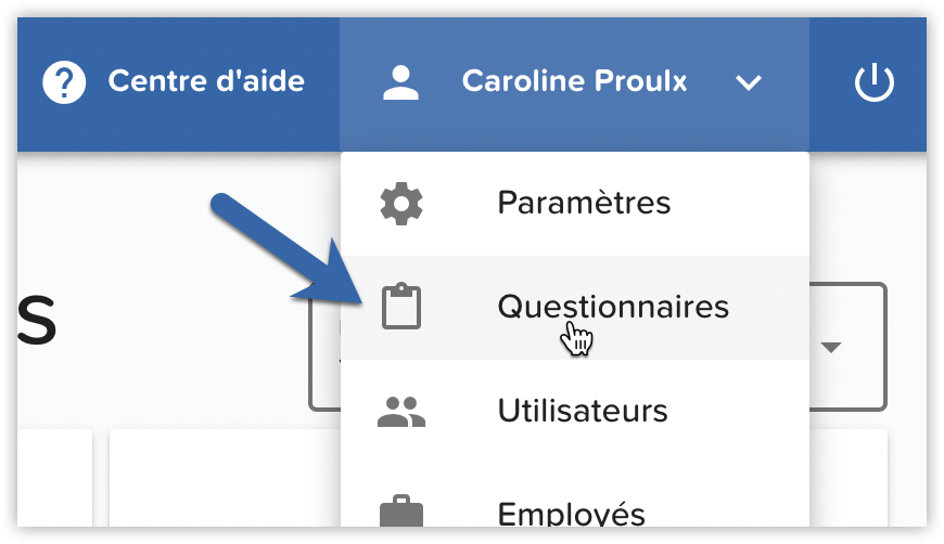 Section questionnaires menu InputKit