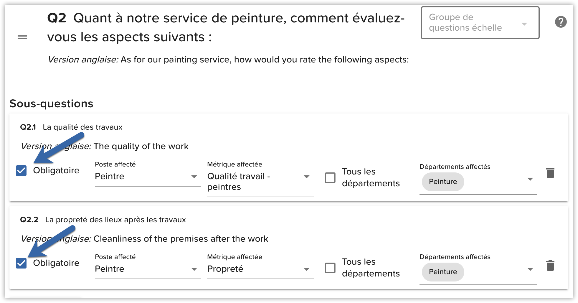 Option obligatoire sous-questions