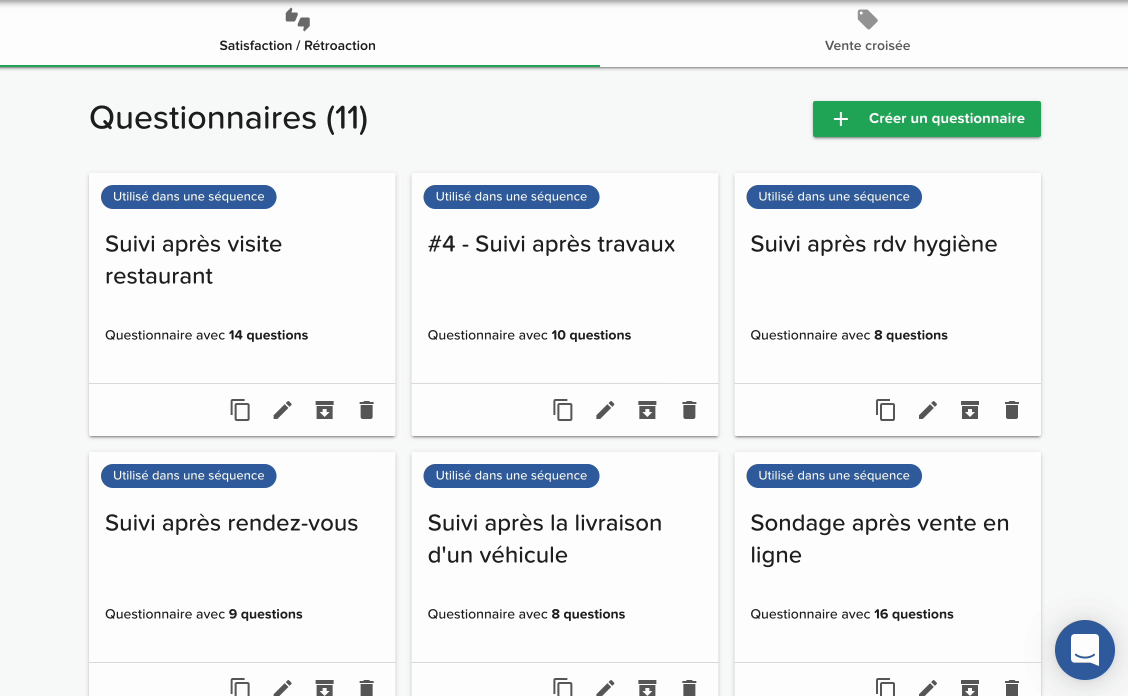 Modifier questionnaire