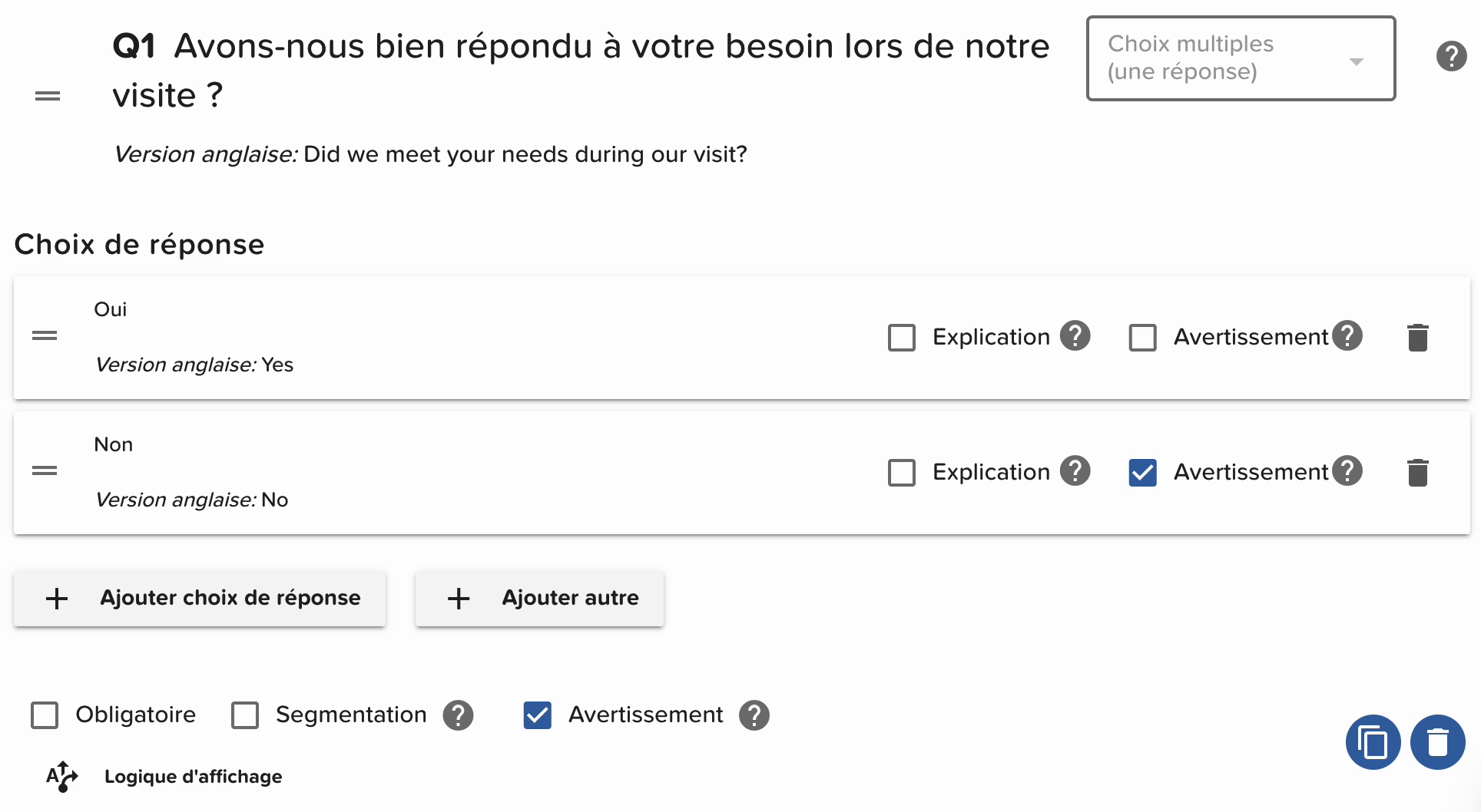 Comment rendre une question obligatoire