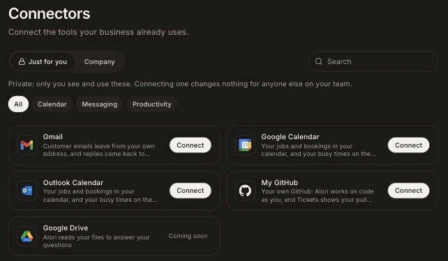 My GitHub under Just for you on the Connectors page