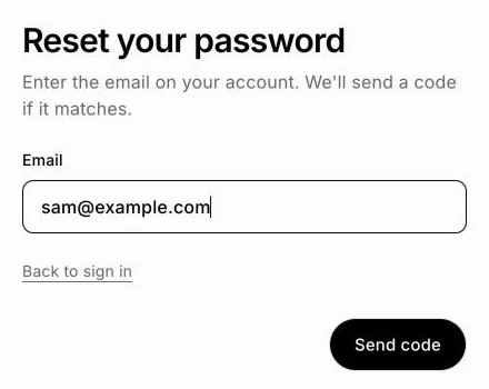 The Reset your password form