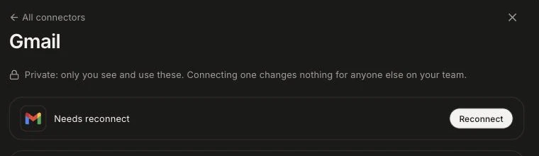 The Reconnect button on a connector