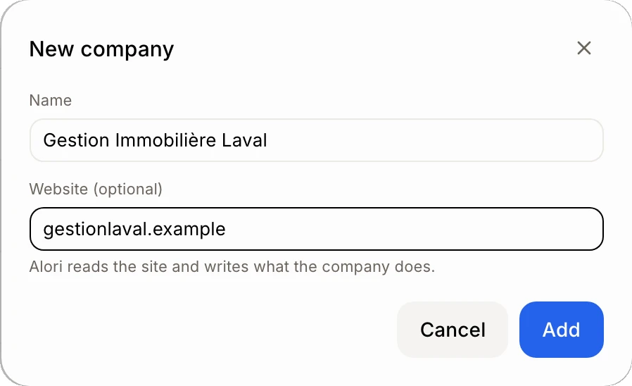 The New company window