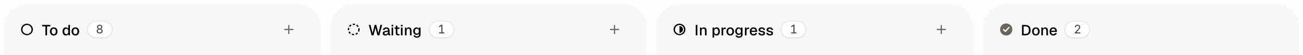 The + button at the top of a column