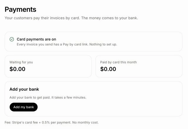 La ligne des frais au bas de la page Paiements