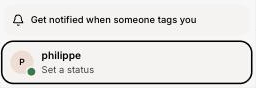 The Get notified when someone tags you button above your name at the bottom of Team chat