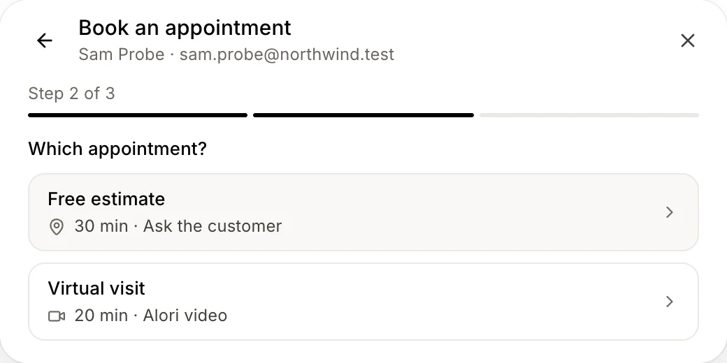 Which appointment? with the appointment types