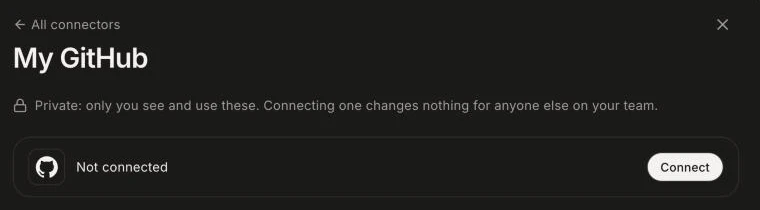 The My GitHub page with its Connect button