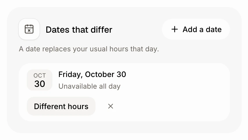 Dates that differ with a day off