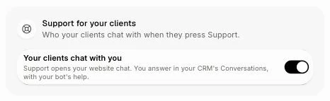 Support for your clients in Agency Settings