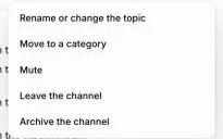 Le menu du canal avec Déplacer vers une catégorie