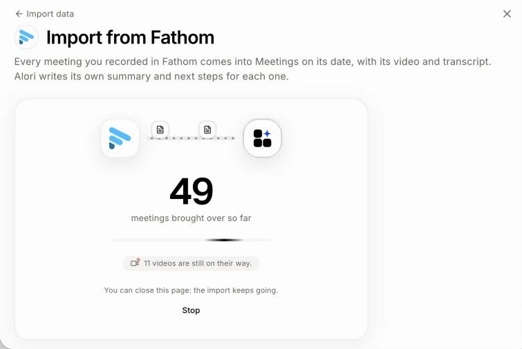 49 meetings brought over so far, with 11 videos still on their way