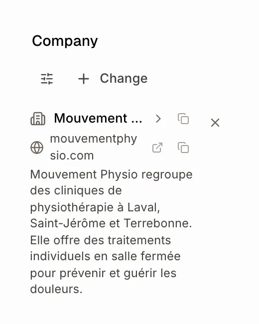 The Company card filled in on its own from a work email