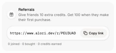 Referrals in Settings, with your invite link and Copy link