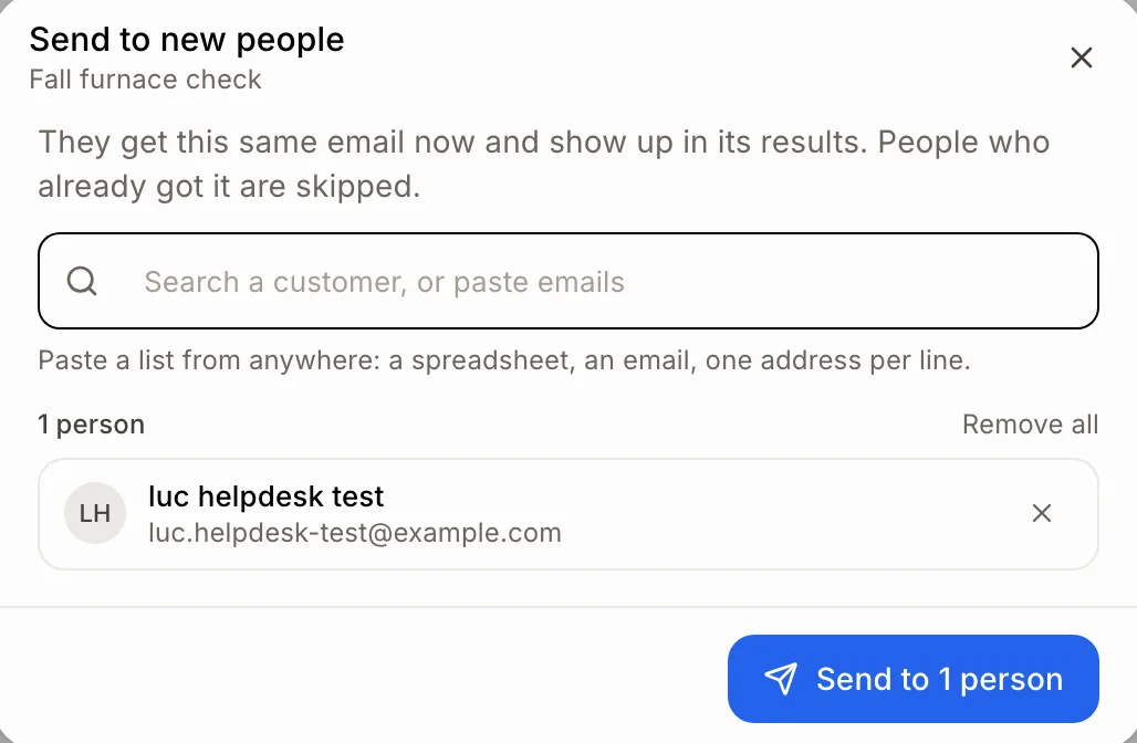 Picking a new person, then Send to 1 person