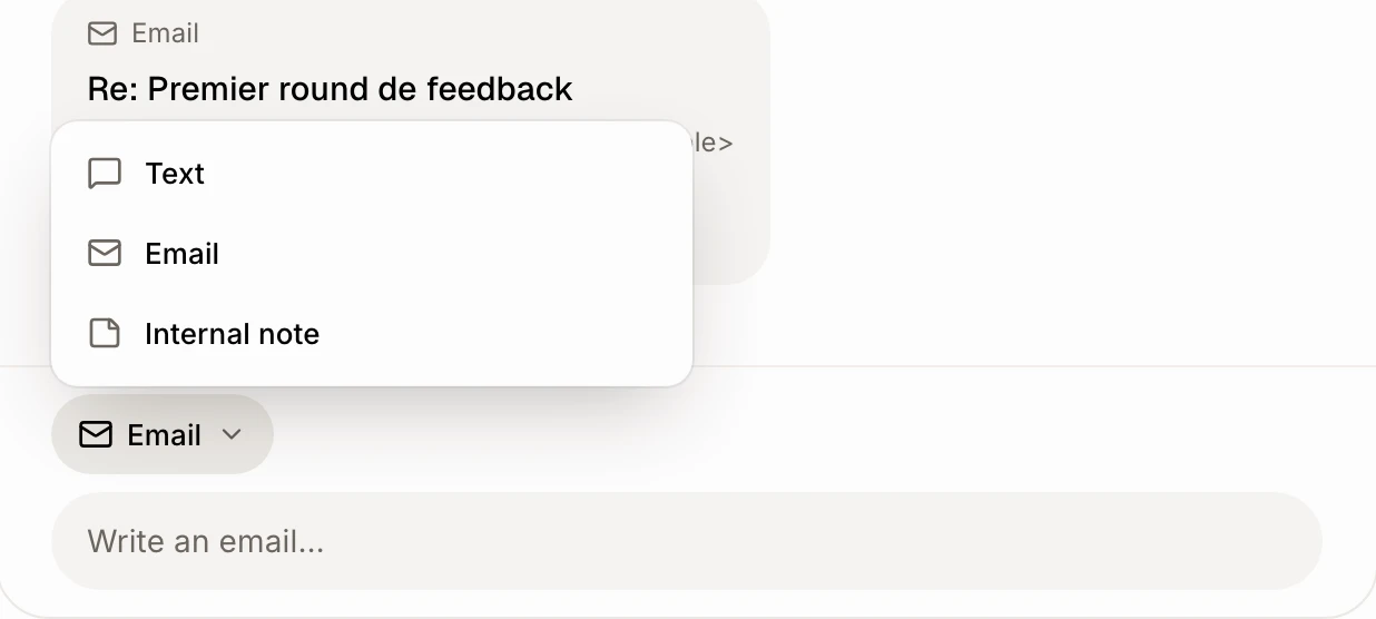 The Send by menu above the message box