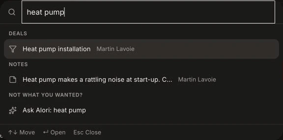 Search results with a deal and a note for "heat pump"