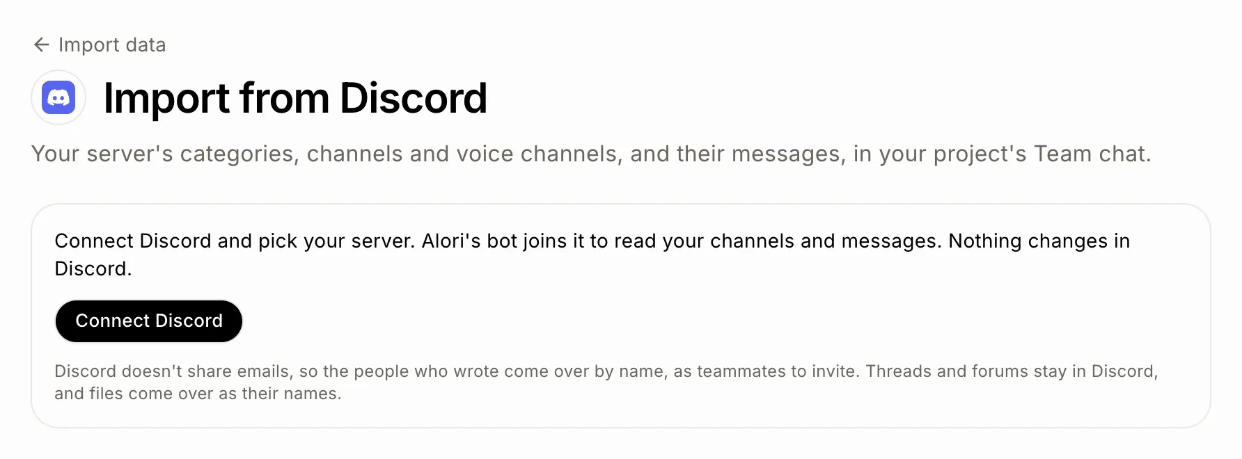 Import from Discord, with Connect Discord