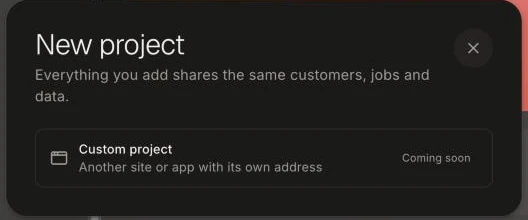 The New project window