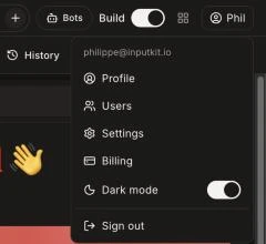 The account menu with the Dark mode switch turned on