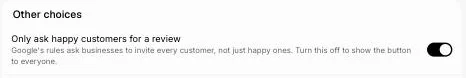 The review button switch with Google's rule