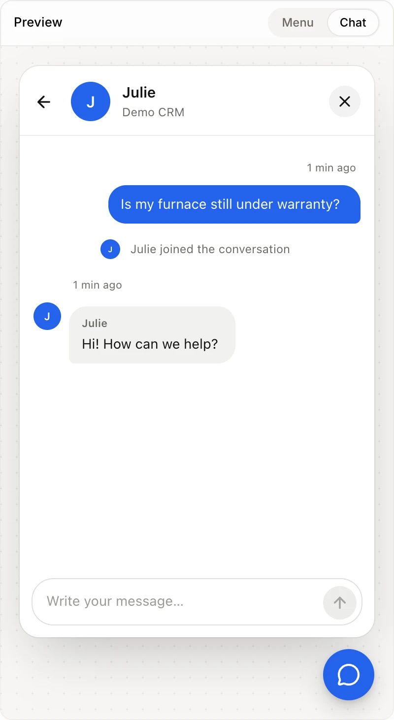 The first message in the Preview
