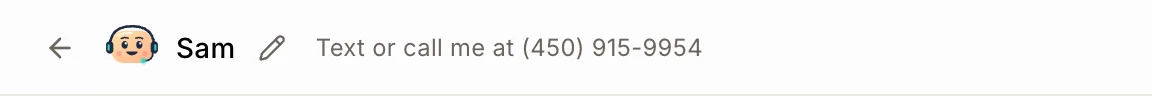 Sam's number at the top of its page