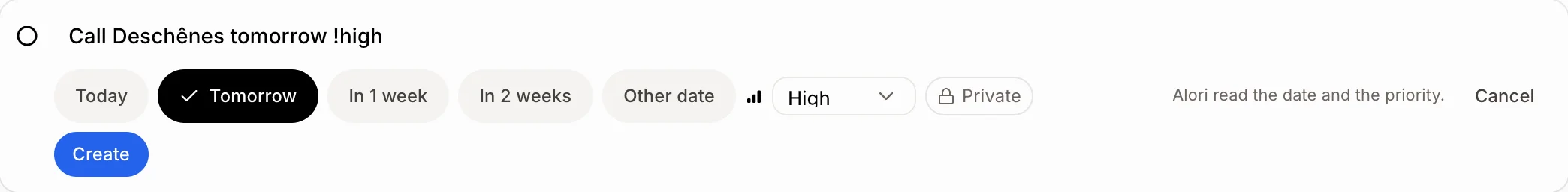 The quick add with the date and priority read