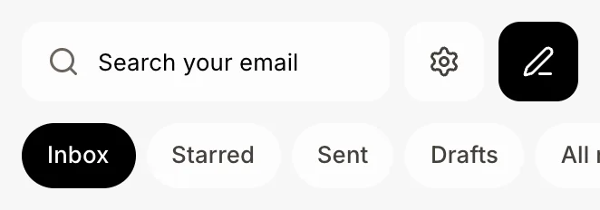 The Email settings gear beside the search