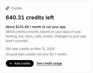 The See credit usage link on the Credits card