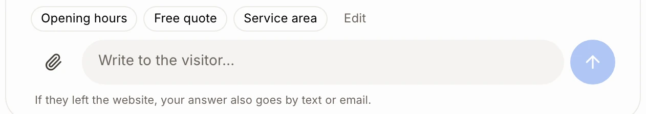 Quick answer buttons above the reply box