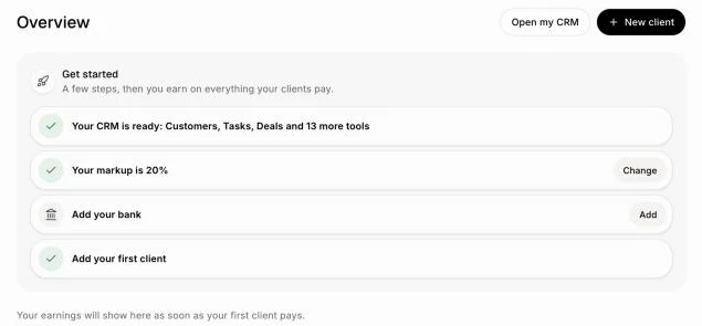 The Overview with the Get started steps