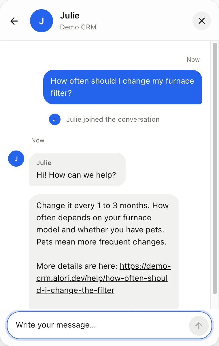 A Help article linked in a chat