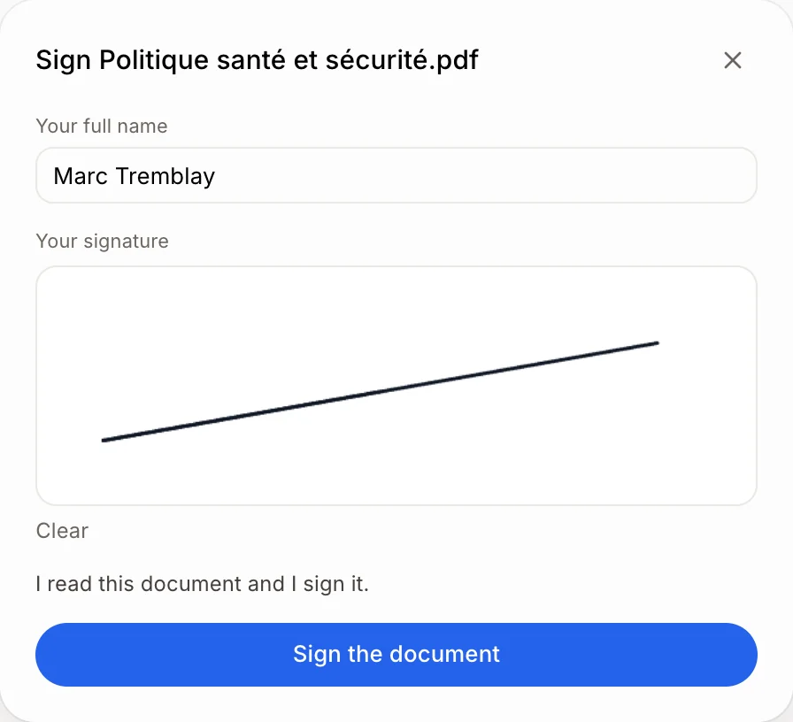 The window where an employee signs