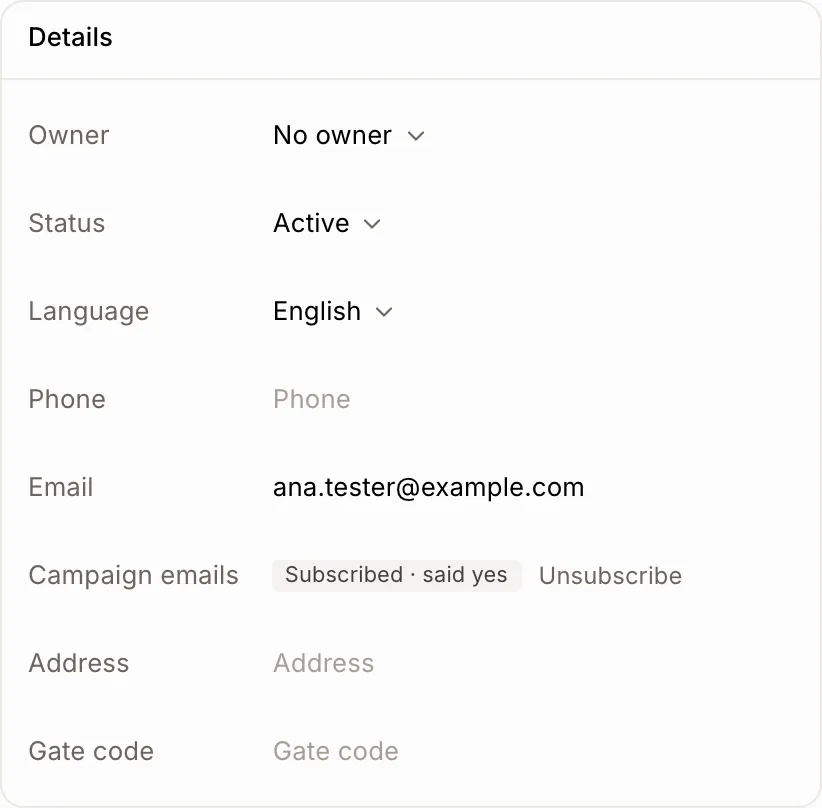 Campaign emails on a customer's record