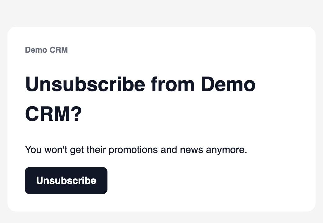 The page behind the Unsubscribe link