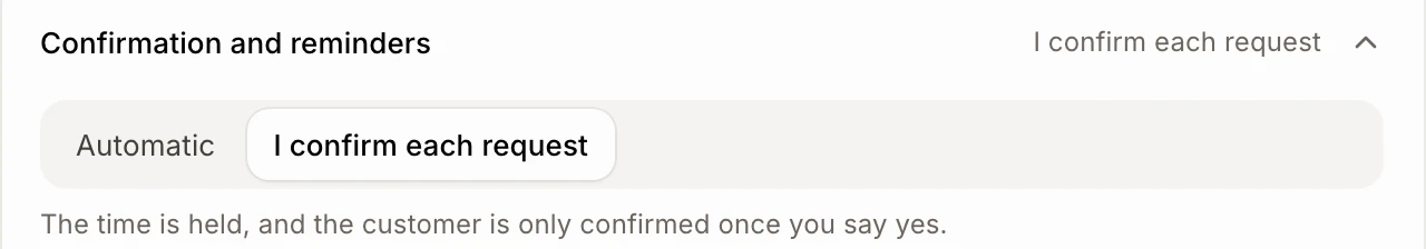 Confirmation with I confirm each request