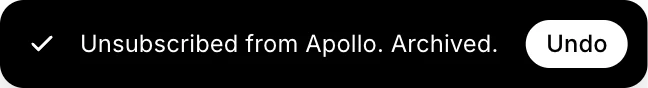 The message after unsubscribing